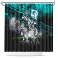 Step Into Horror Domain Power Football Shower Curtain Halloween Horror Movie Characters - Aussie Hoodie