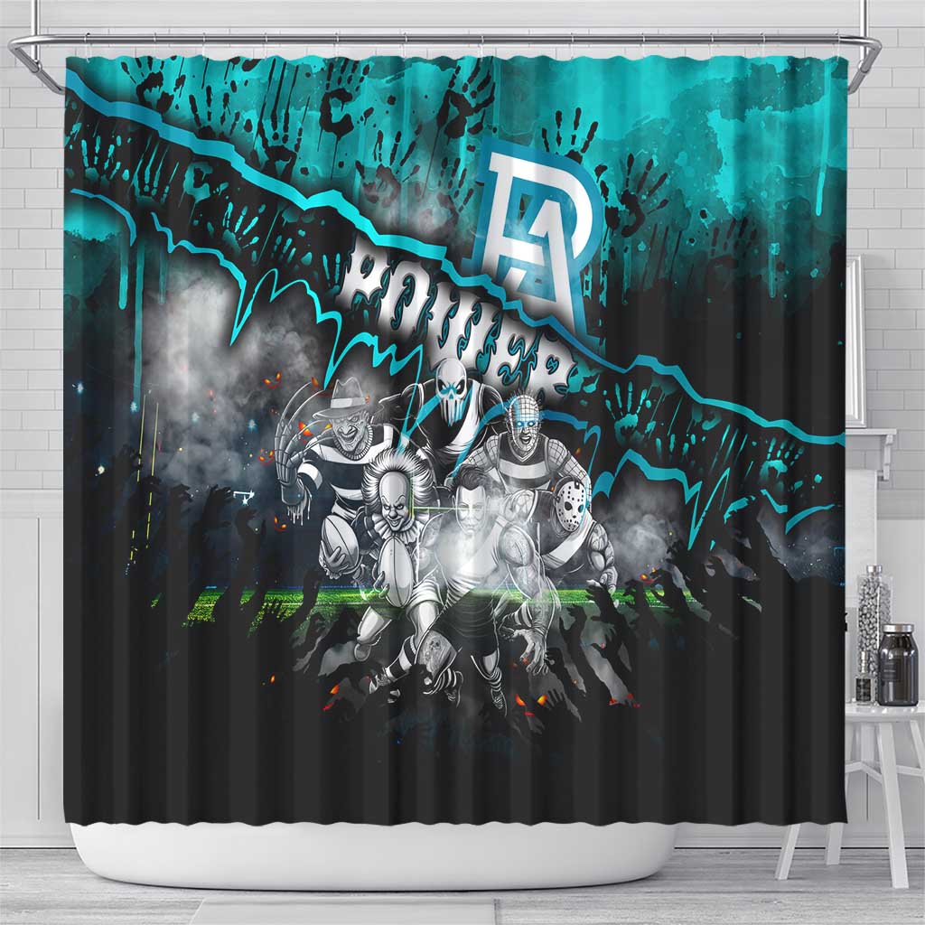 Step Into Horror Domain Power Football Shower Curtain Halloween Horror Movie Characters - Aussie Hoodie