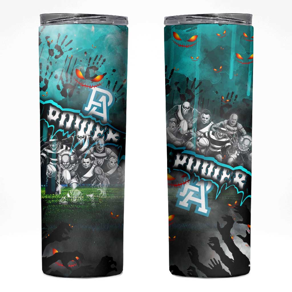 Step Into Horror Domain Power Football Skinny Tumbler Halloween Horror Movie Characters - Aussie Hoodie
