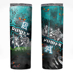 Step Into Horror Domain Power Football Skinny Tumbler Halloween Horror Movie Characters - Aussie Hoodie