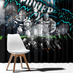 Step Into Horror Domain Power Football Window Curtain Halloween Horror Movie Characters - Aussie Hoodie