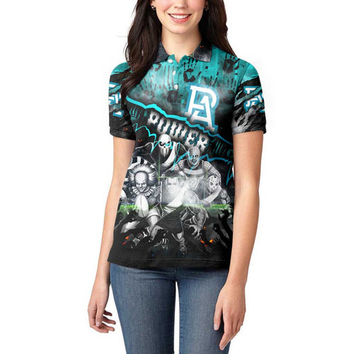 Step Into Horror Domain Power Football Women Polo Shirt Halloween Horror Movie Characters - Aussie Hoodie