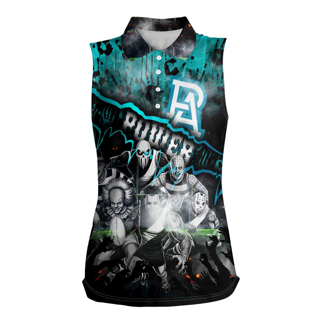 Step Into Horror Domain Power Football Women Sleeveless Polo Shirt Halloween Horror Movie Characters - Aussie Hoodie