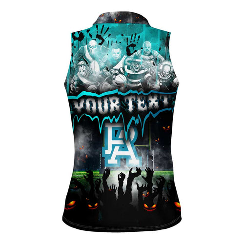 Step Into Horror Domain Power Football Women Sleeveless Polo Shirt Halloween Horror Movie Characters - Aussie Hoodie
