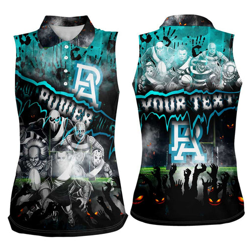 Step Into Horror Domain Power Football Women Sleeveless Polo Shirt Halloween Horror Movie Characters - Aussie Hoodie