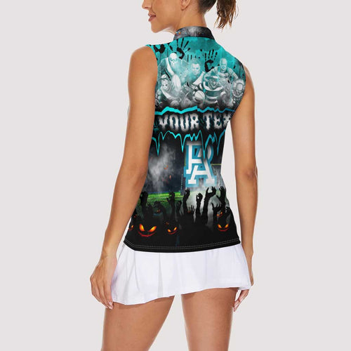 Step Into Horror Domain Power Football Women Sleeveless Polo Shirt Halloween Horror Movie Characters - Aussie Hoodie