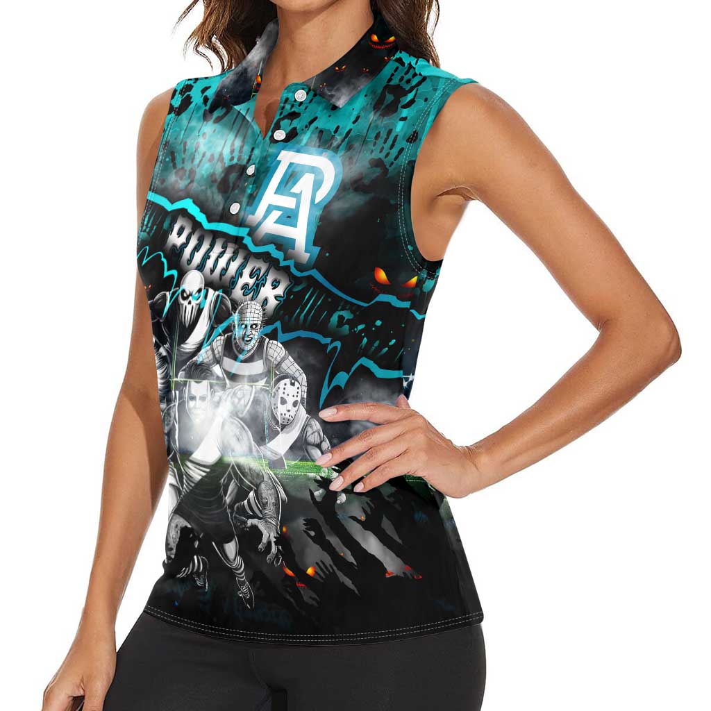 Step Into Horror Domain Power Football Women Sleeveless Polo Shirt Halloween Horror Movie Characters - Aussie Hoodie