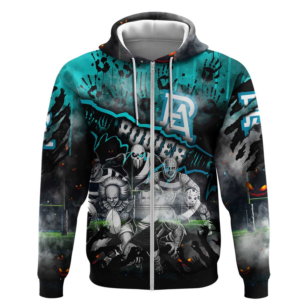 Step Into Horror Domain Power Football Zip Hoodie Halloween Horror Movie Characters - Aussie Hoodie