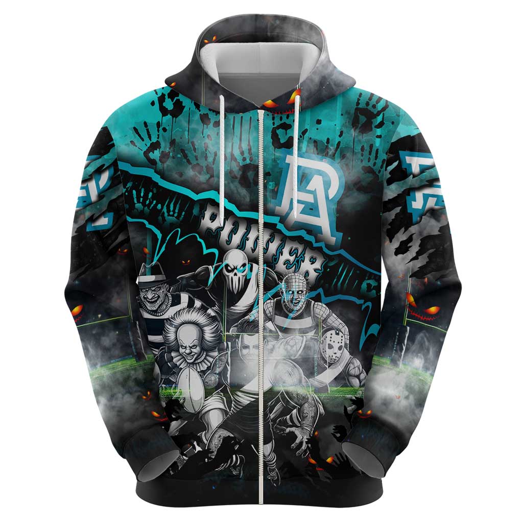 Step Into Horror Domain Power Football Zip Hoodie Halloween Horror Movie Characters - Aussie Hoodie