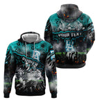 Step Into Horror Domain Power Football Zip Hoodie Halloween Horror Movie Characters - Aussie Hoodie