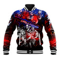 Step Into Horror Domain Bulldogs Football Baseball Jacket Halloween Horror Movie Characters - Aussie Hoodie