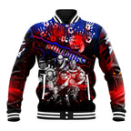 Step Into Horror Domain Bulldogs Football Baseball Jacket Halloween Horror Movie Characters - Aussie Hoodie