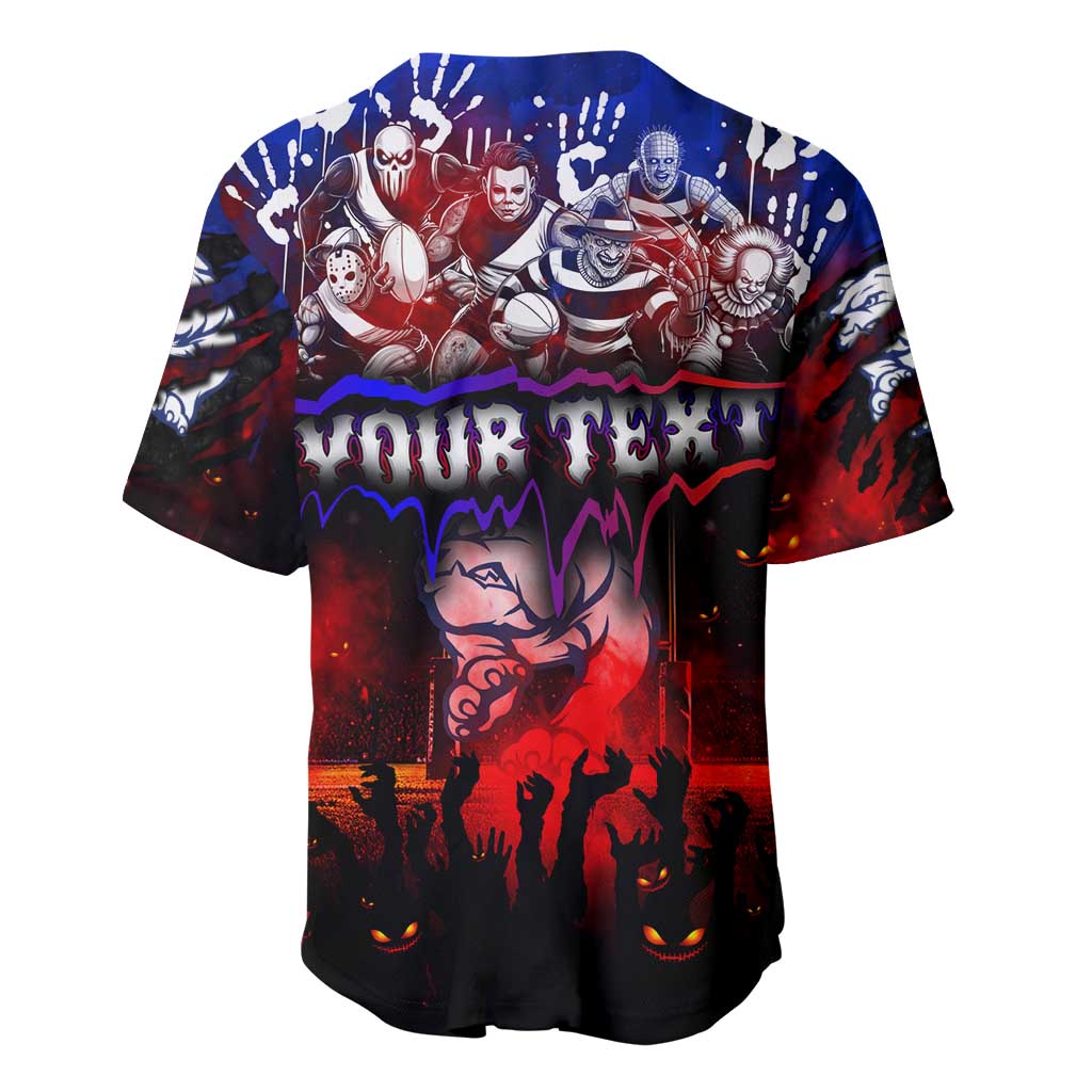 Step Into Horror Domain Bulldogs Football Baseball Jersey Halloween Horror Movie Characters - Aussie Hoodie