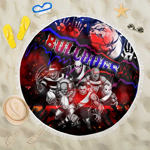 Step Into Horror Domain Bulldogs Football Beach Blanket Halloween Horror Movie Characters - Aussie Hoodie