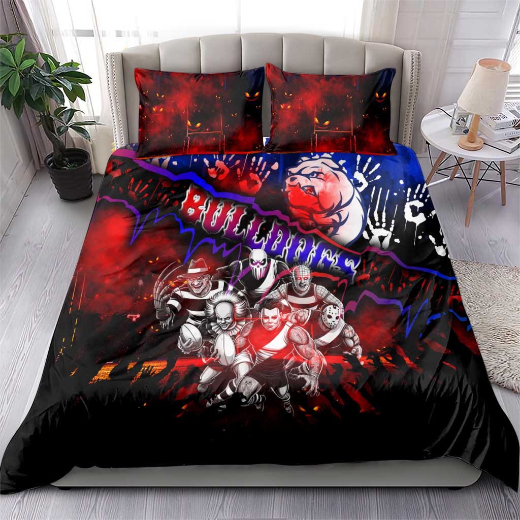 Step Into Horror Domain Bulldogs Football Bedding Set Halloween Horror Movie Characters - Aussie Hoodie