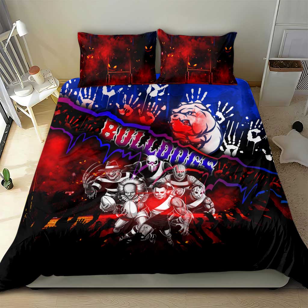 Step Into Horror Domain Bulldogs Football Bedding Set Halloween Horror Movie Characters - Aussie Hoodie