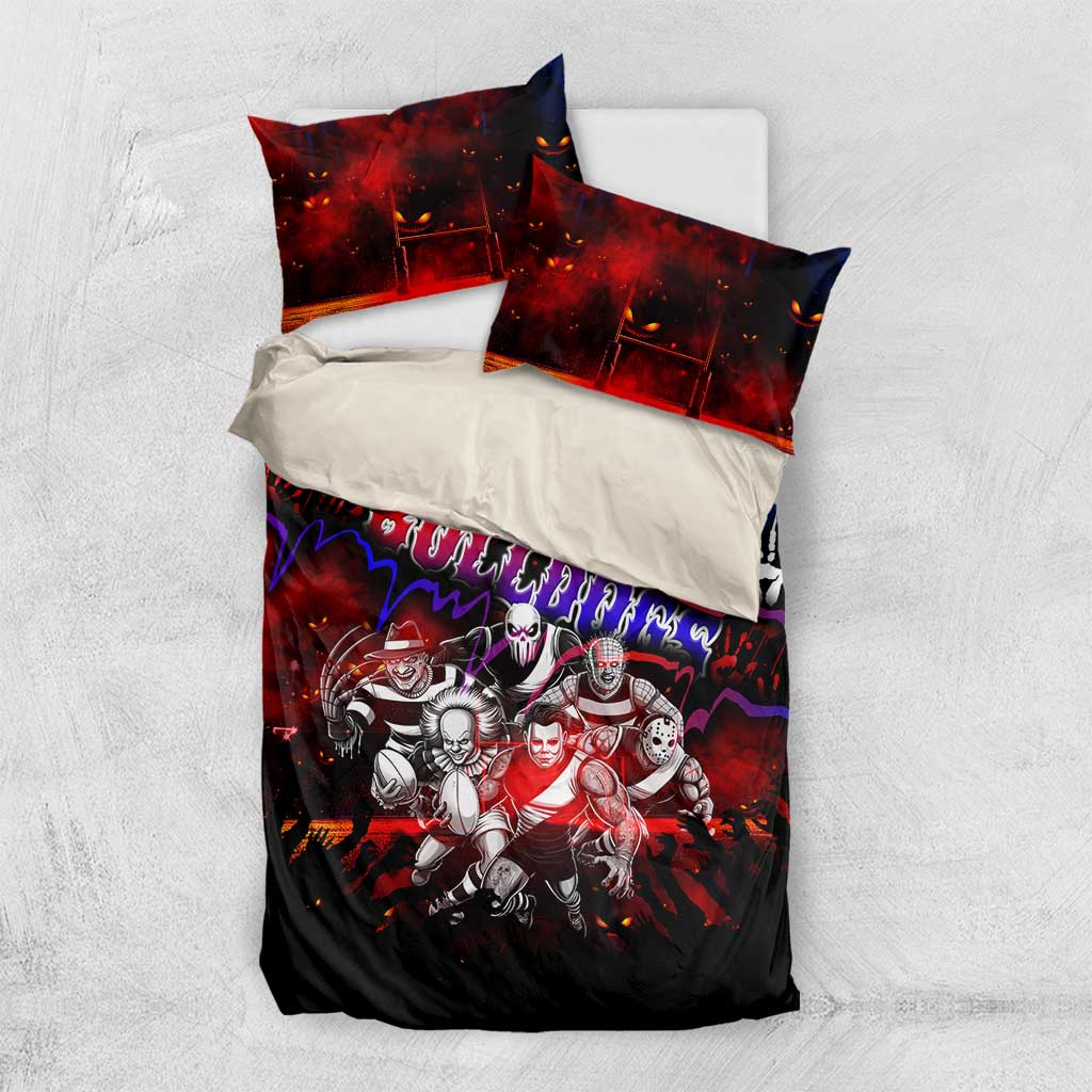 Step Into Horror Domain Bulldogs Football Bedding Set Halloween Horror Movie Characters - Aussie Hoodie