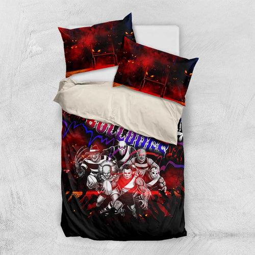 Step Into Horror Domain Bulldogs Football Bedding Set Halloween Horror Movie Characters - Aussie Hoodie