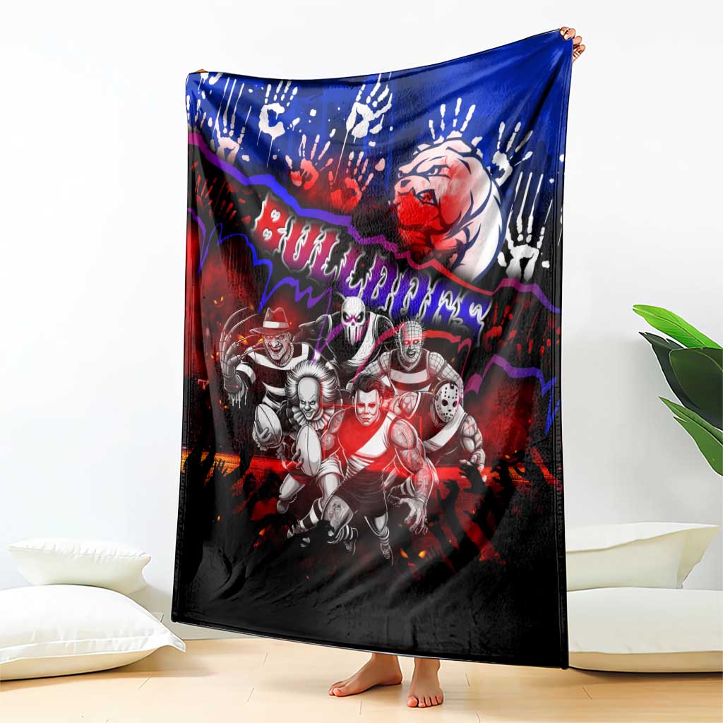 Step Into Horror Domain Bulldogs Football Blanket Halloween Horror Movie Characters - Aussie Hoodie