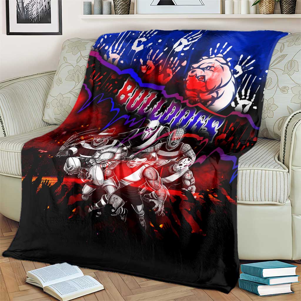 Step Into Horror Domain Bulldogs Football Blanket Halloween Horror Movie Characters - Aussie Hoodie