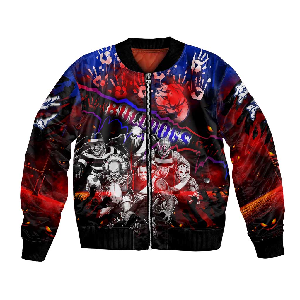 Step Into Horror Domain Bulldogs Football Bomber Jacket Halloween Horror Movie Characters - Aussie Hoodie