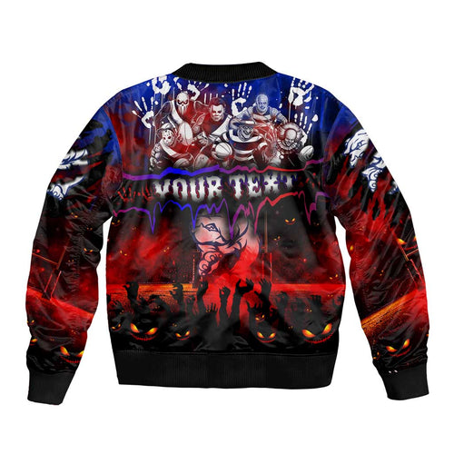 Step Into Horror Domain Bulldogs Football Bomber Jacket Halloween Horror Movie Characters - Aussie Hoodie