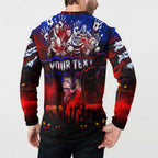 Step Into Horror Domain Bulldogs Football Button Sweatshirt Halloween Horror Movie Characters - Aussie Hoodie