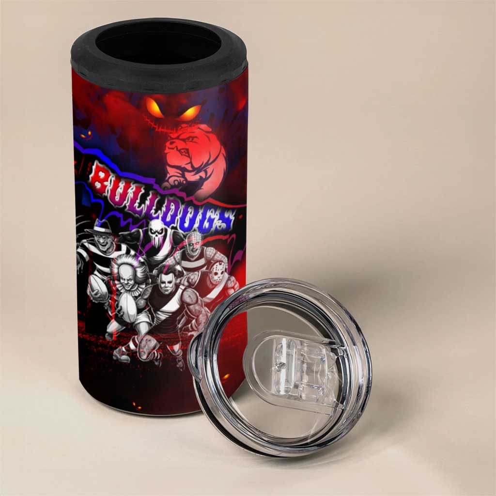 Step Into Horror Domain Bulldogs Football 4 in 1 Can Cooler Tumbler Halloween Horror Movie Characters - Aussie Hoodie