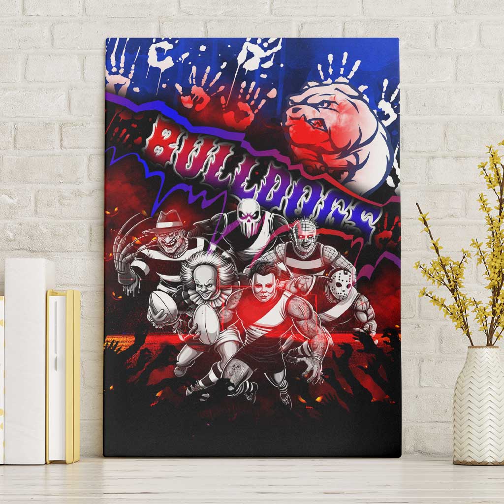 Step Into Horror Domain Bulldogs Football Canvas Wall Art Halloween Horror Movie Characters - Aussie Hoodie