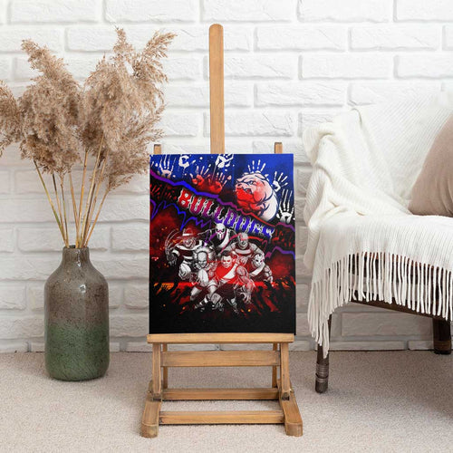 Step Into Horror Domain Bulldogs Football Canvas Wall Art Halloween Horror Movie Characters - Aussie Hoodie