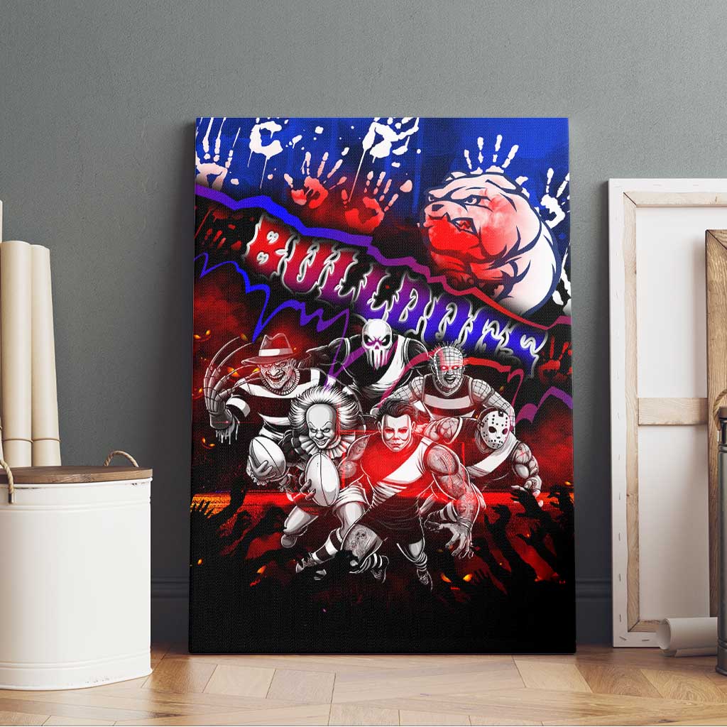 Step Into Horror Domain Bulldogs Football Canvas Wall Art Halloween Horror Movie Characters - Aussie Hoodie
