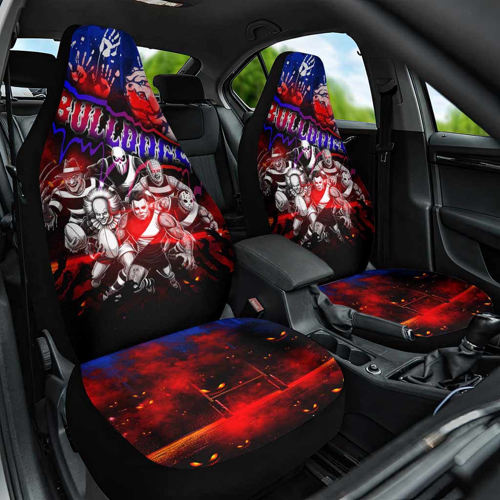 Step Into Horror Domain Bulldogs Football Car Seat Cover Halloween Horror Movie Characters - Aussie Hoodie
