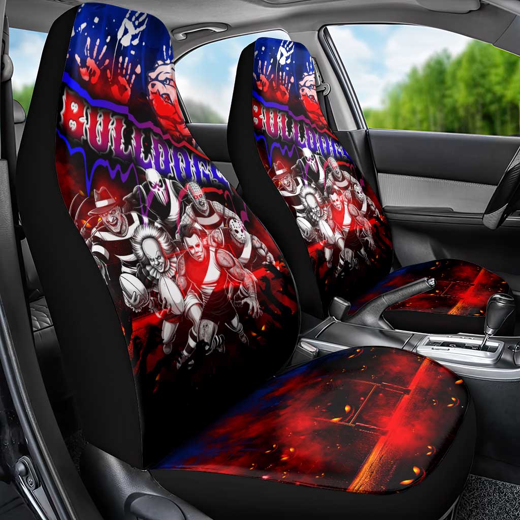 Step Into Horror Domain Bulldogs Football Car Seat Cover Halloween Horror Movie Characters - Aussie Hoodie