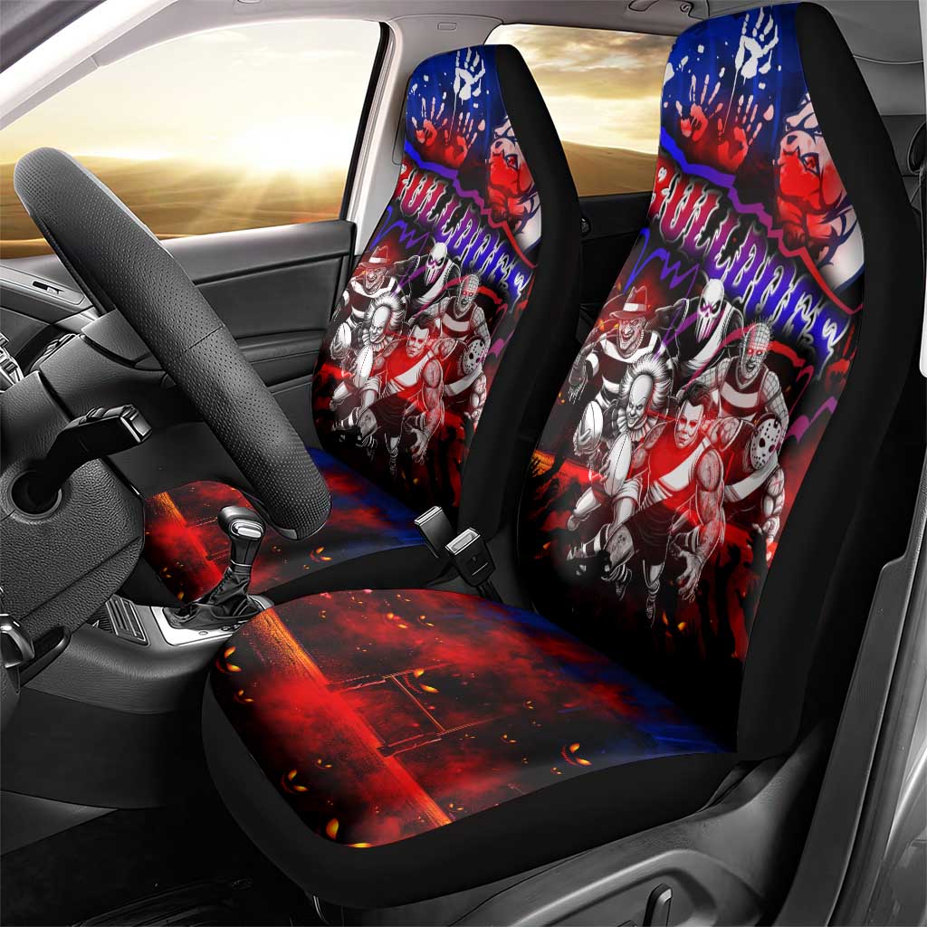 Step Into Horror Domain Bulldogs Football Car Seat Cover Halloween Horror Movie Characters - Aussie Hoodie