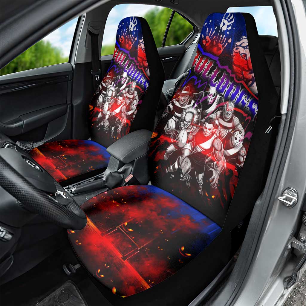 Step Into Horror Domain Bulldogs Football Car Seat Cover Halloween Horror Movie Characters - Aussie Hoodie