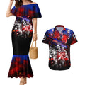 Step Into Horror Domain Bulldogs Football Couples Matching Mermaid Dress and Hawaiian Shirt Halloween Horror Movie Characters - Aussie Hoodie