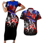 Step Into Horror Domain Bulldogs Football Couples Matching Short Sleeve Bodycon Dress and Hawaiian Shirt Halloween Horror Movie Characters - Aussie Hoodie
