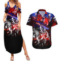 Step Into Horror Domain Bulldogs Football Couples Matching Summer Maxi Dress and Hawaiian Shirt Halloween Horror Movie Characters - Aussie Hoodie