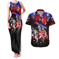 Step Into Horror Domain Bulldogs Football Couples Matching Tank Maxi Dress and Hawaiian Shirt Halloween Horror Movie Characters - Aussie Hoodie