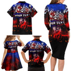 Step Into Horror Domain Bulldogs Football Family Matching Long Sleeve Bodycon Dress and Hawaiian Shirt Halloween Horror Movie Characters - Aussie Hoodie