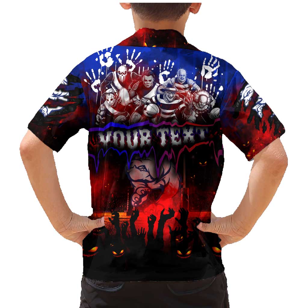 Step Into Horror Domain Bulldogs Football Family Matching Mermaid Dress and Hawaiian Shirt Halloween Horror Movie Characters - Aussie Hoodie