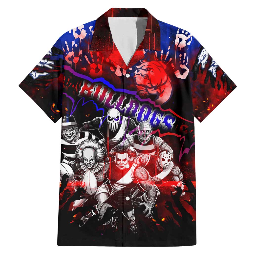 Step Into Horror Domain Bulldogs Football Family Matching Mermaid Dress and Hawaiian Shirt Halloween Horror Movie Characters - Aussie Hoodie