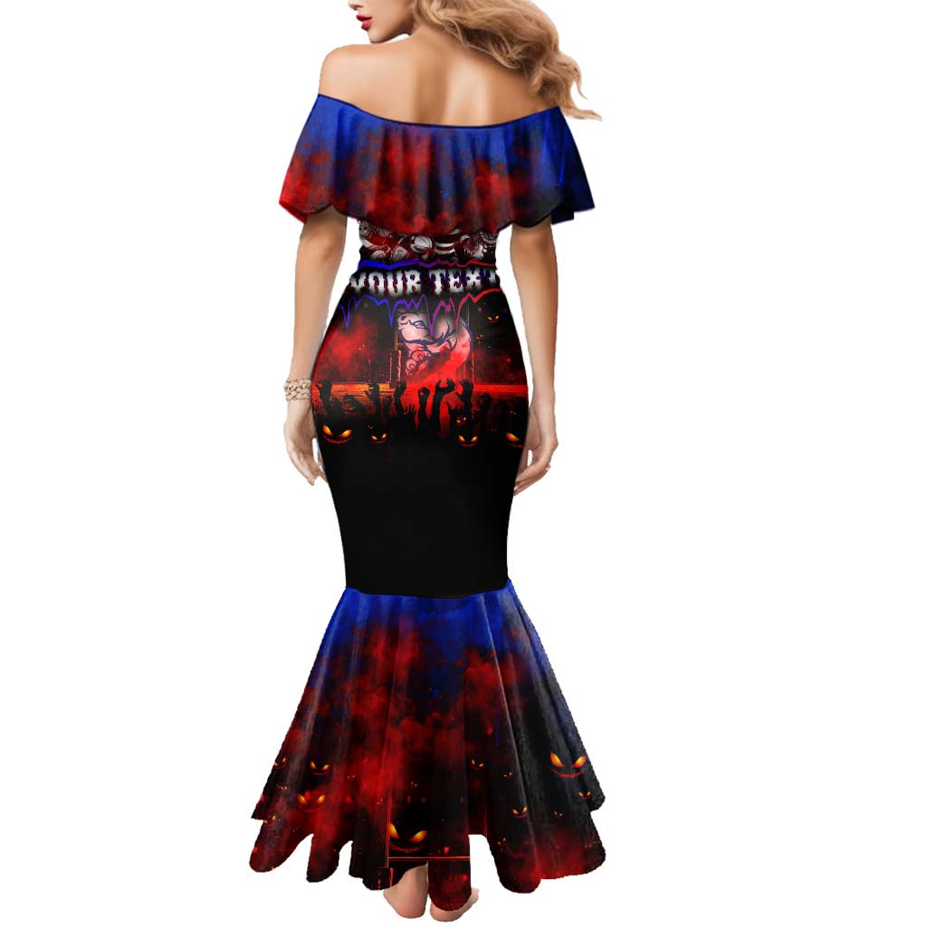 Step Into Horror Domain Bulldogs Football Family Matching Mermaid Dress and Hawaiian Shirt Halloween Horror Movie Characters - Aussie Hoodie