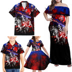 Step Into Horror Domain Bulldogs Football Family Matching Off Shoulder Maxi Dress and Hawaiian Shirt Halloween Horror Movie Characters - Aussie Hoodie