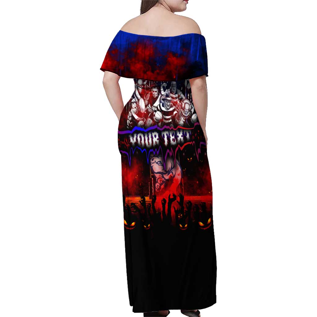 Step Into Horror Domain Bulldogs Football Family Matching Off Shoulder Maxi Dress and Hawaiian Shirt Halloween Horror Movie Characters - Aussie Hoodie