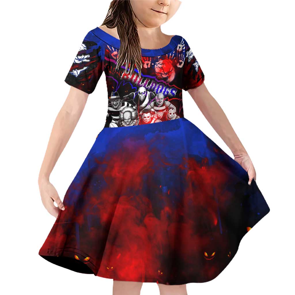 Step Into Horror Domain Bulldogs Football Family Matching Off Shoulder Short Dress and Hawaiian Shirt Halloween Horror Movie Characters - Aussie Hoodie