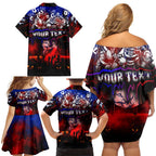 Step Into Horror Domain Bulldogs Football Family Matching Off Shoulder Short Dress and Hawaiian Shirt Halloween Horror Movie Characters - Aussie Hoodie