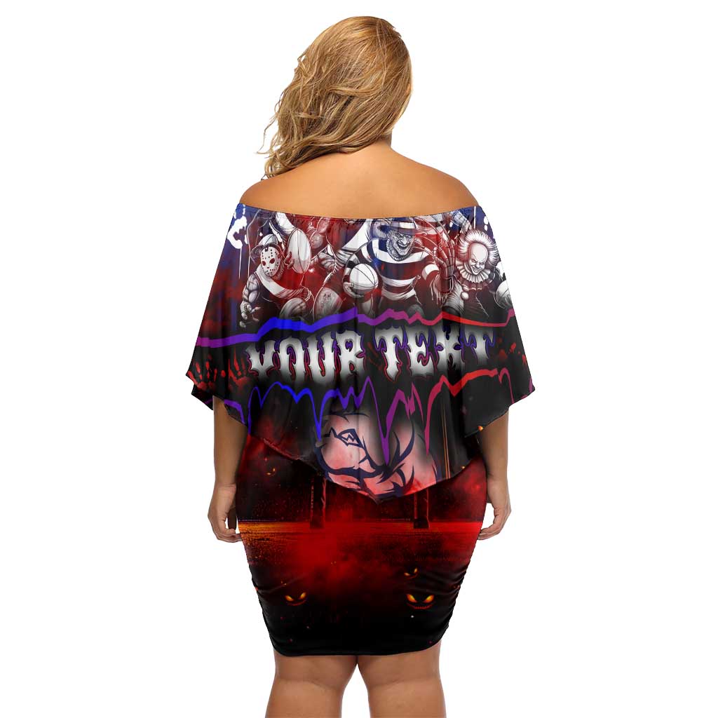 Step Into Horror Domain Bulldogs Football Family Matching Off Shoulder Short Dress and Hawaiian Shirt Halloween Horror Movie Characters - Aussie Hoodie