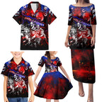 Step Into Horror Domain Bulldogs Football Family Matching Puletasi and Hawaiian Shirt Halloween Horror Movie Characters - Aussie Hoodie