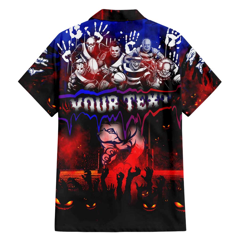 Step Into Horror Domain Bulldogs Football Family Matching Puletasi and Hawaiian Shirt Halloween Horror Movie Characters - Aussie Hoodie